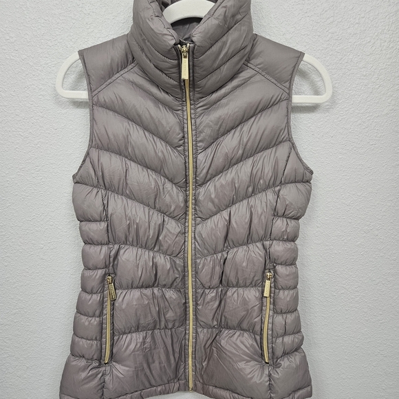Michael Kors Taupe Puffer Vest - Picture 2 of 7